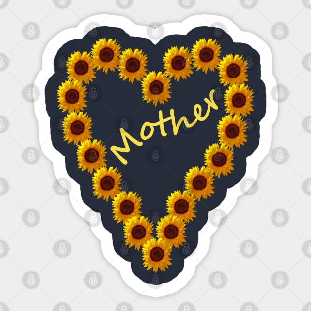 Mothers Day Sunflower Love Heart for Mother Sticker by ellenhenryart